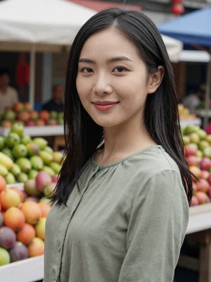 Mei, 32-year-old Taiwanese woman from Taipei at a traditional market - cross-cultural dating