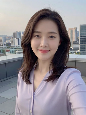 Ji-Eun, 27-year-old Korean woman from Busan on a rooftop terrace - cultural connection dating