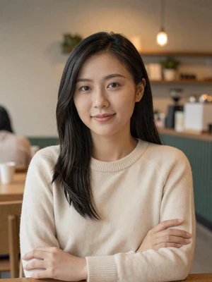 Mei, 27-year-old Taiwanese woman at a cafe - start a conversation on dating app