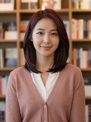 Soyeon, 30-year-old Korean woman in a bookstore - conversation tips for Asian dating