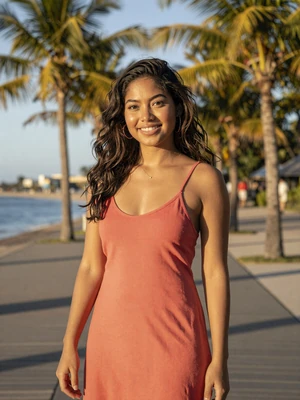 Angela, 25-year-old Filipina woman on a tropical boardwalk - dating profile tips for meeting Filipinas