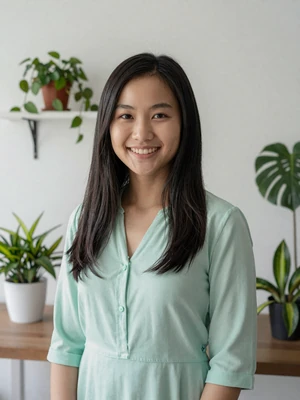 Trang, 25-year-old Vietnamese woman from Hanoi in a modern apartment - online dating beginner profile