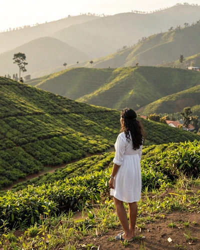 Sri Lankan woman overlooking tea plantations in Nuwara Eliya - Sri Lankan dating culture and island lifestyle