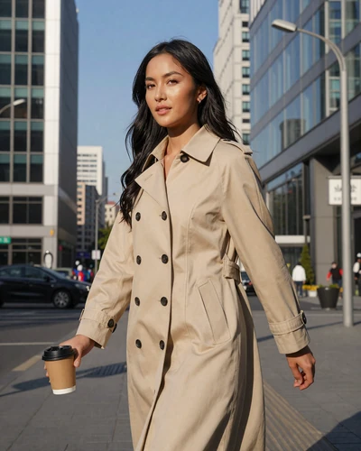 Modern Mongolian woman walking through downtown Ulaanbaatar with coffee - contemporary Mongolian dating lifestyle