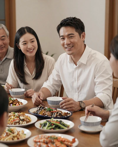 American man meeting his Asian partner's parents for family dinner - cross-cultural relationship milestone