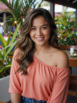 Jessa, 24-year-old Filipina woman at outdoor restaurant - dating site conversation starters