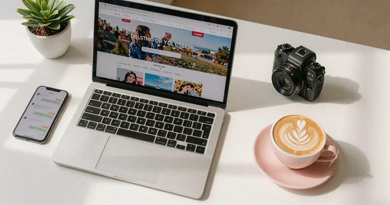 Laptop and smartphone on a desk showing Asian dating site interfaces - best platforms review 2026